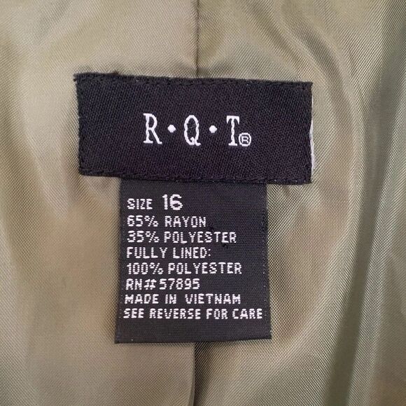 RQT Zebra Print Blazer Womens Size 16 Green Lined Long Sleeve Suit Jacket Office - Picture 6 of 8